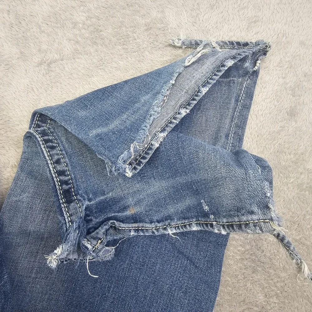 Tyler Straight Jeans Mens 34R Paint Splatter Raw Hem‎ Distressed Denim